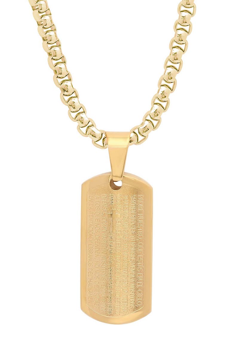 Lord's Prayer Inscribed Pendant Necklace, Main, color, GOLD