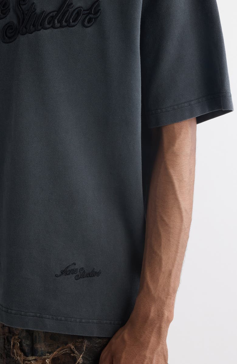 Acne Studios Tourist Logo Embroidered Cotton T-Shirt, Alternate, color, Faded Black