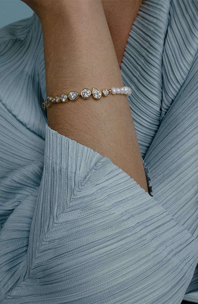 COMPLETEDWORKS Freshwater Pearl & Cubic Zirconia Bracelet, Alternate, color, 18Ct Gold Plated