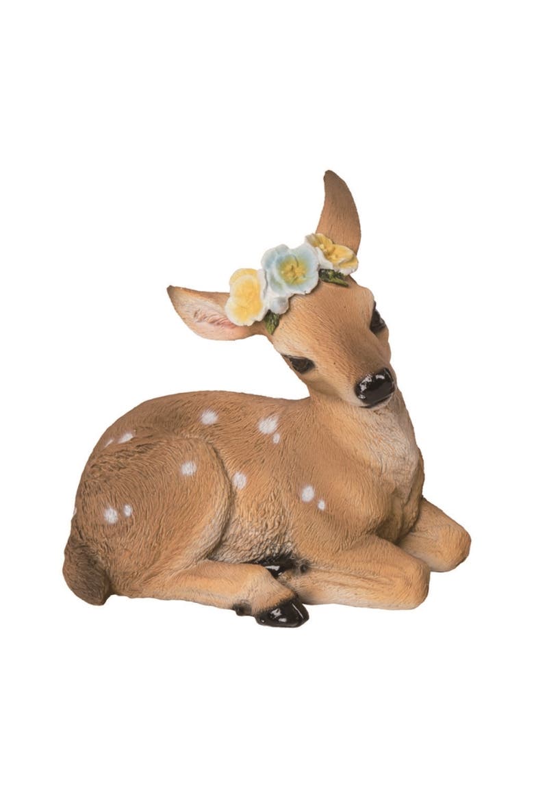 4.9 Inch Brown Spring Sweet Fawn Figurine Decorative Object Polyresin for Spring Home Decor, Main, color, Brown