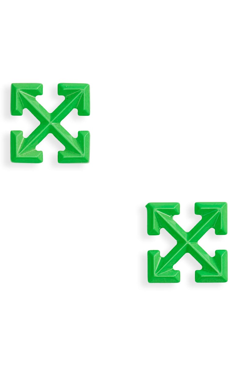 Off-White Enameled Arrows Stud Earrings, Main, color, 