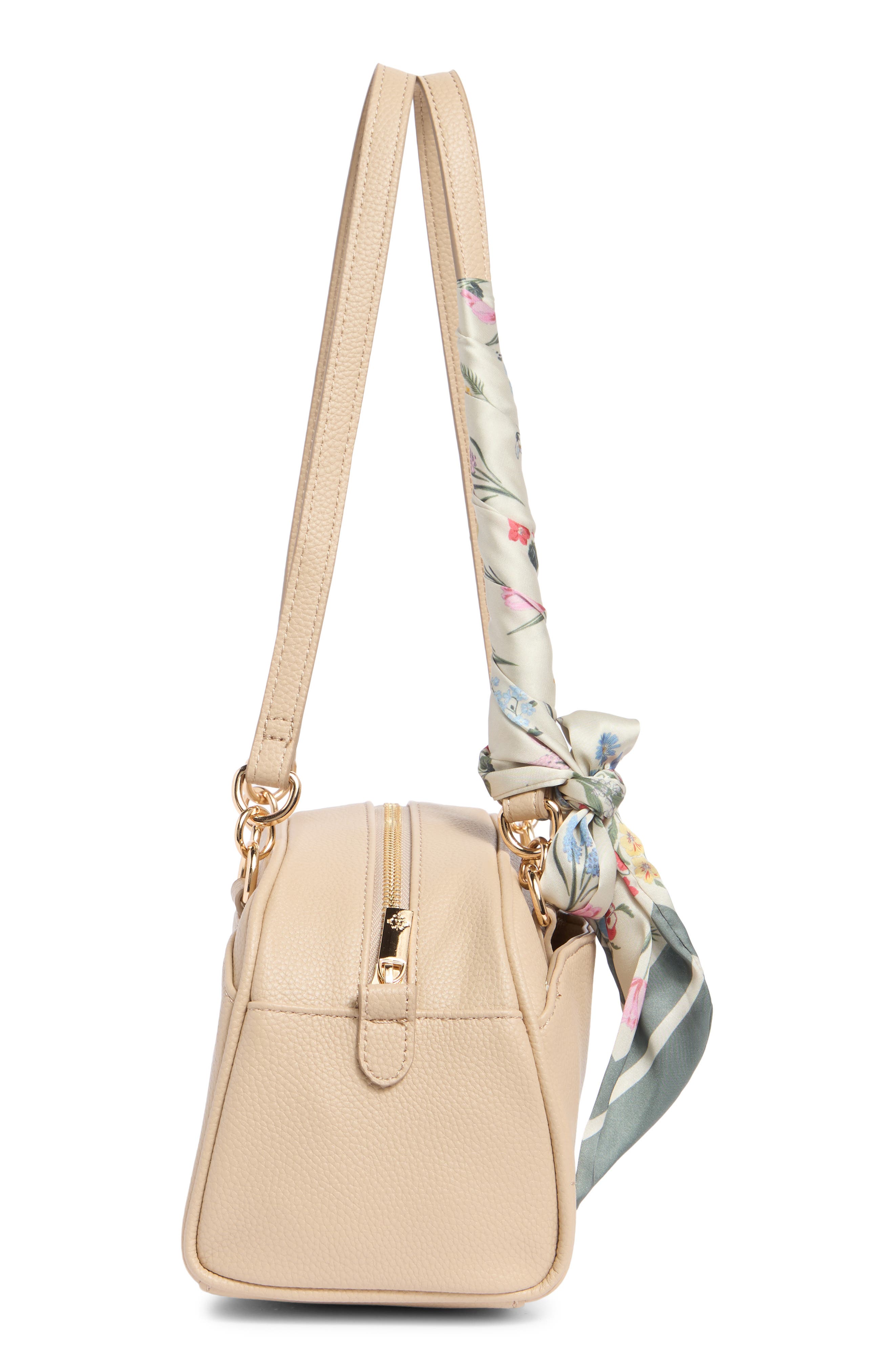 Soft Pebble Shoulder Bag with Scarf, Alternate, color, OATMEAL
