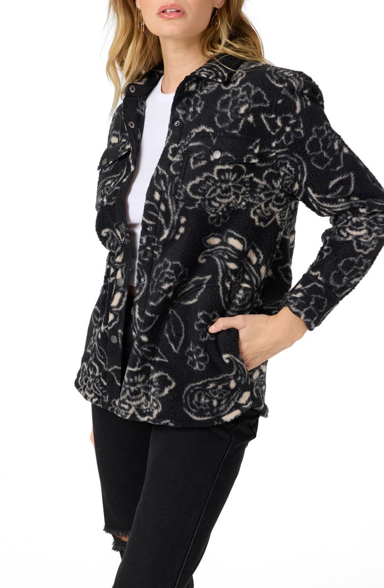 O'Neill Zuma Print High Pile Fleece Shirt Jacket, Alternate, color, Nile Blue