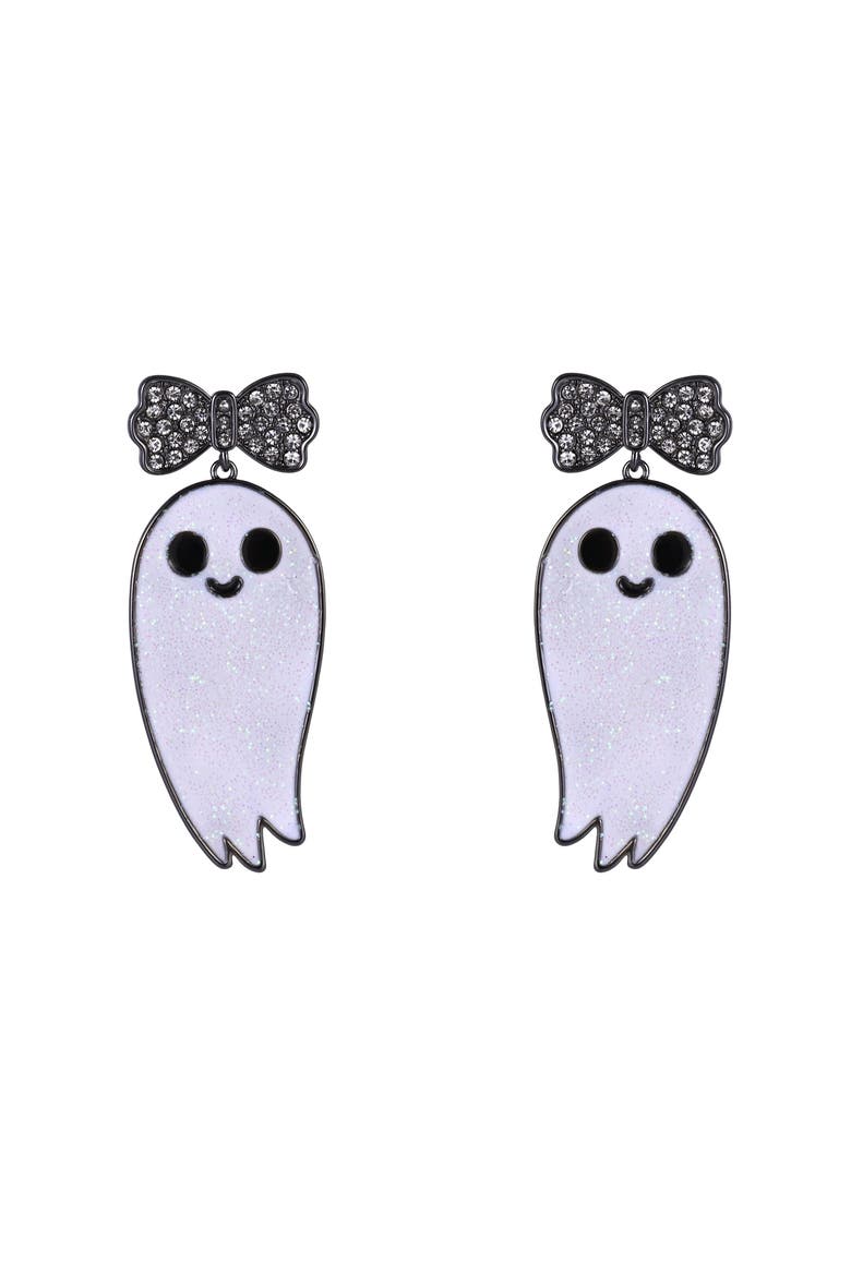 Halloween Cute Ghost Earrings, Alternate, color, White
