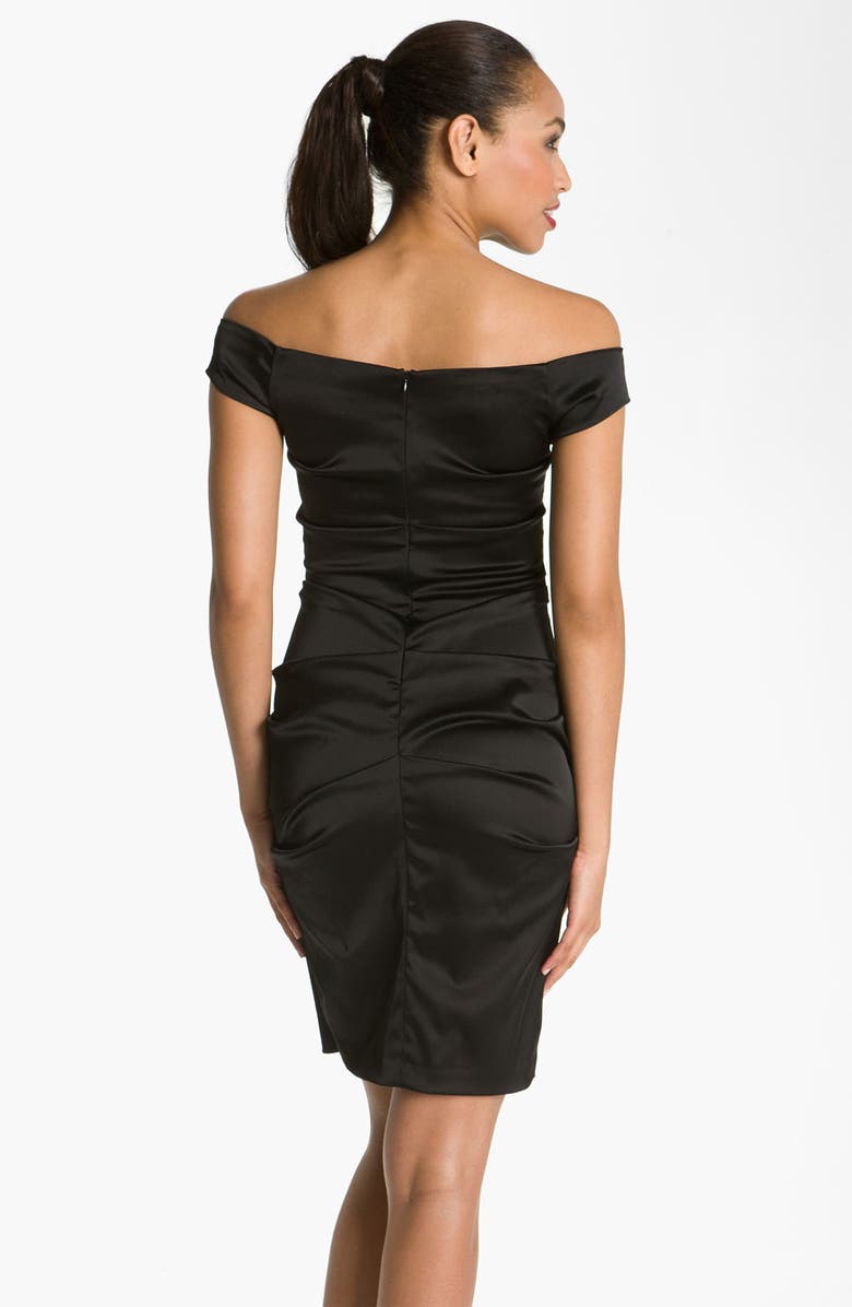 Betsy & Adam Off Shoulder Stretch Satin Sheath Dress, Alternate, color, 