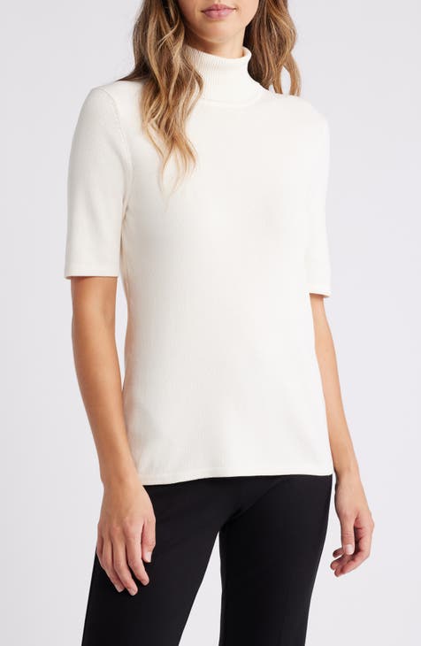 Ladies white turtleneck top hotsell