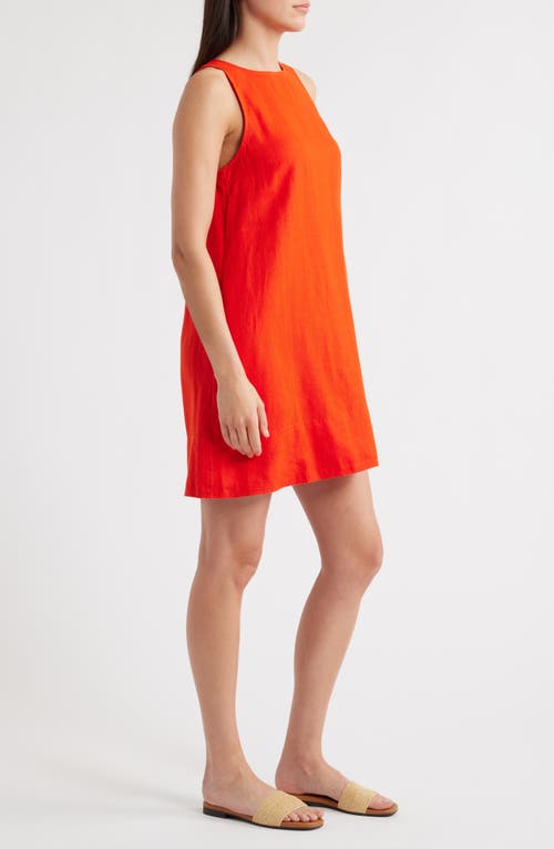 Madewell Contrast-stitch Shift Mini Dress In Linen Bright Flame