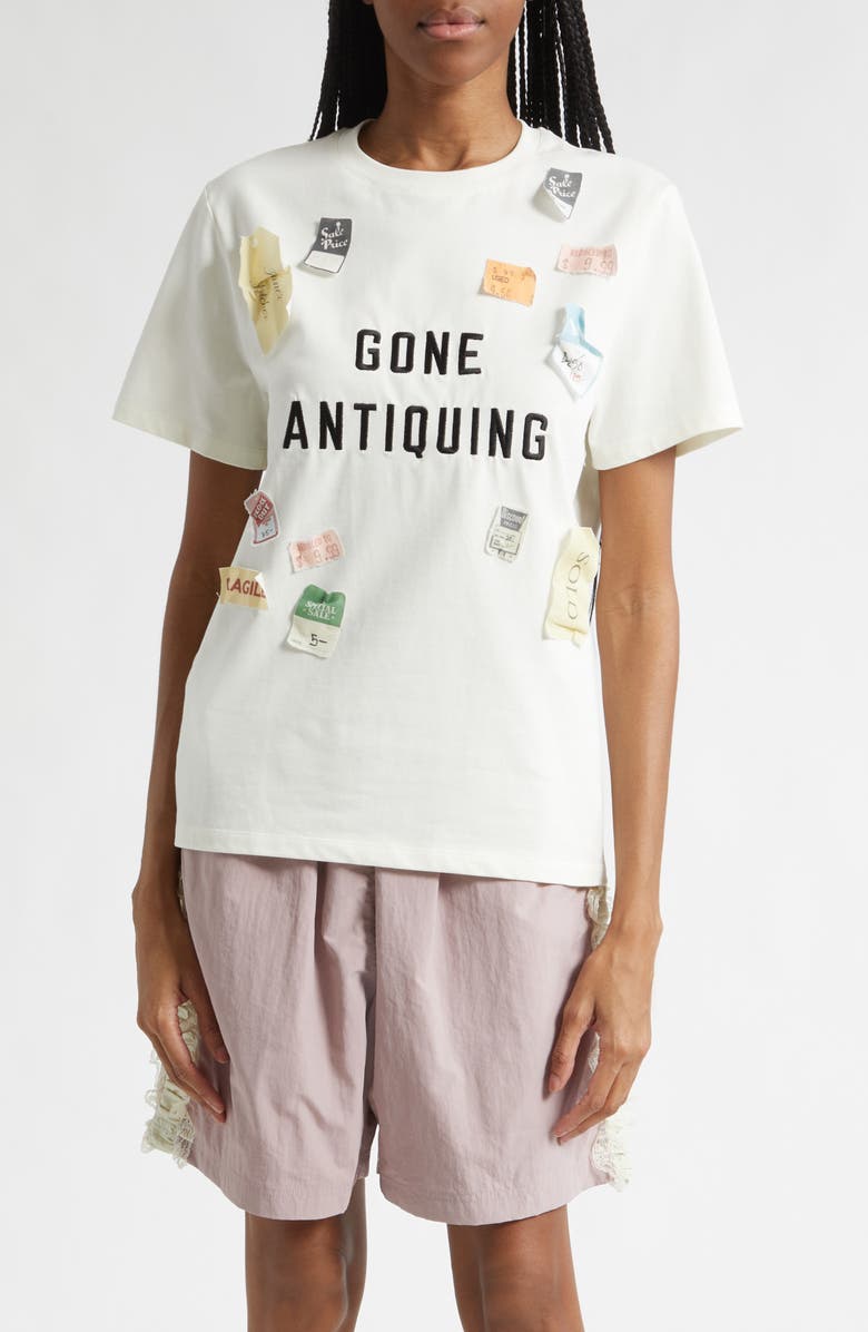 Tanner Fletcher Gender Inclusive Gone Antiquing Appliqué T-Shirt, Main, color, Ivory