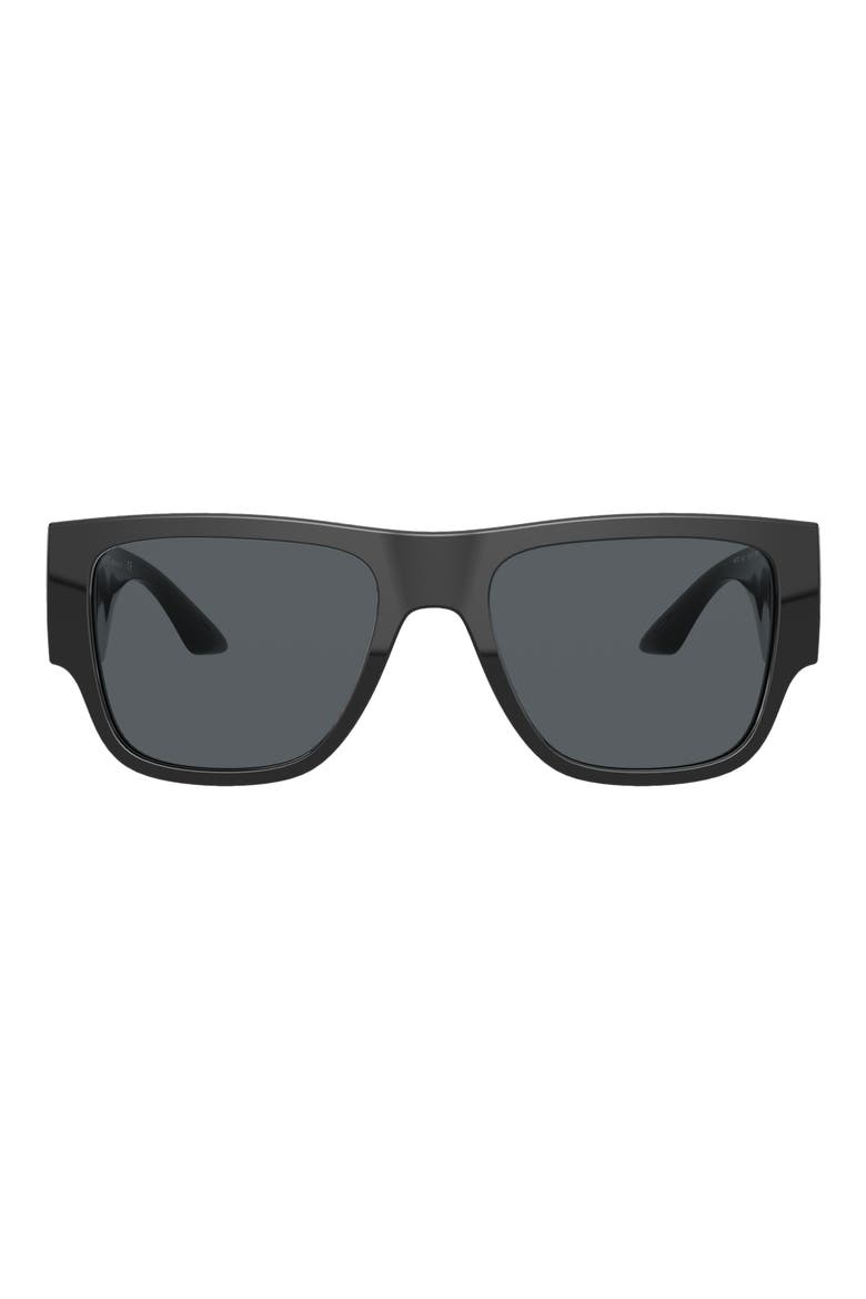 57mm Rectangular Sunglasses, Main, color, BLACK / DARK GREY