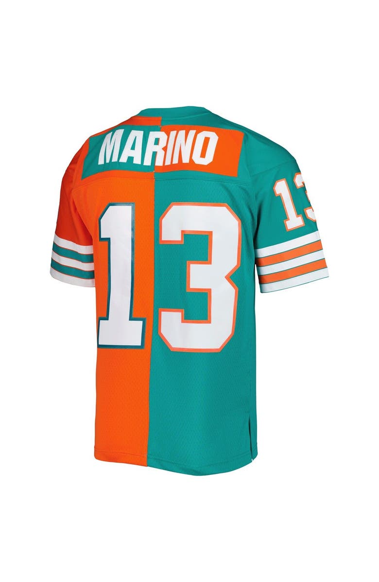 Mitchell & Ness Men's Mitchell & Ness Dan Marino Aqua/Orange Miami Dolphins 1984 Split Legacy Replica Jersey, Alternate, color,