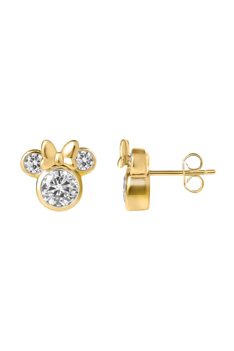 Minnie Mouse Earrings for Women Official License, Cubic Zirconia, Alternate, color, Metallic Gold