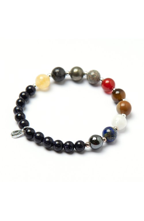 Tiny Rituals 9 Planet Gemstone Energy Bracelet In Black With Gemstones