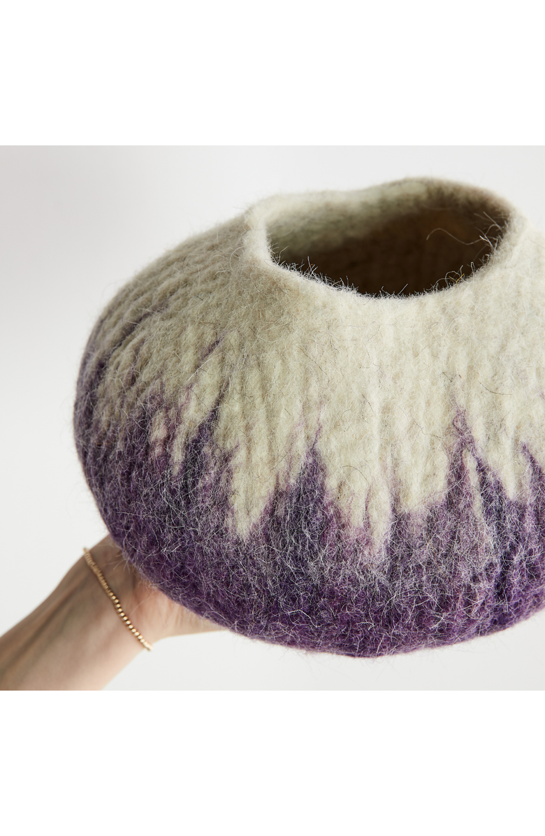 kanju Interiors Violet Purple Decorative Wool Ukhamba Bowl, Main, color, Violet