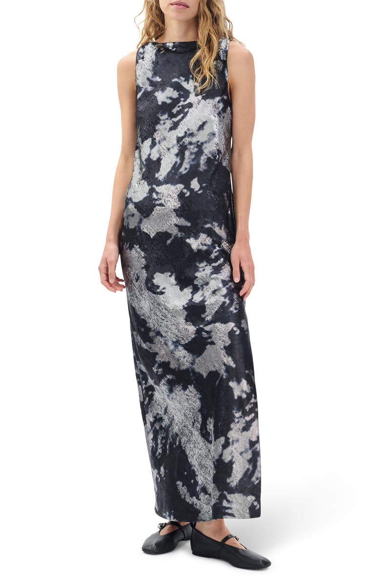 rag & bone Margaret Metallic Sleeveless Maxi Dress, Main, color, Silver Multi