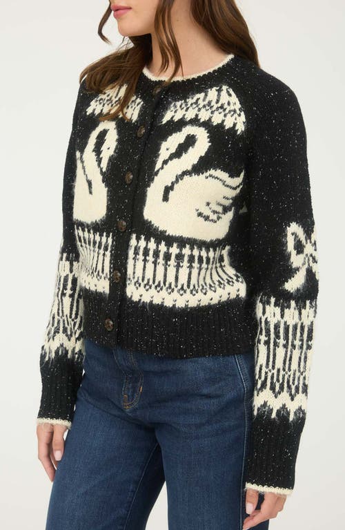 Blu Pepper Swan Button Cardigan In Black