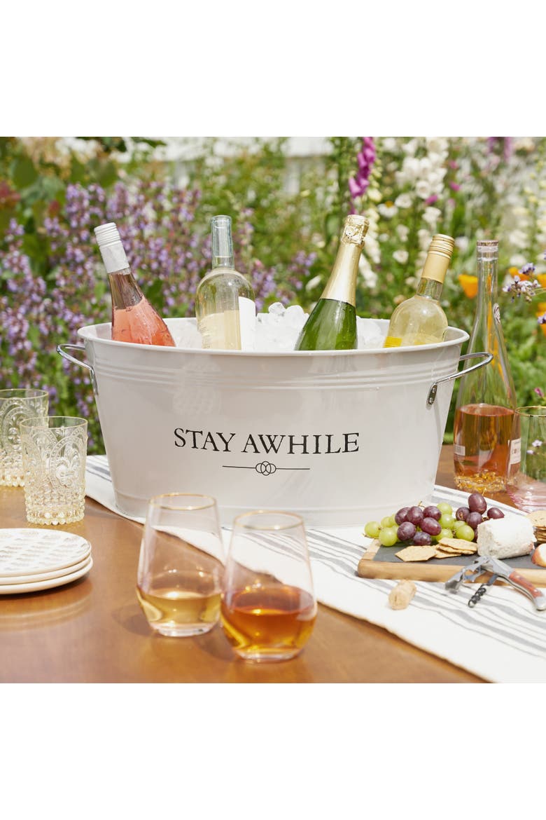 Stay Awhile Metal Beverage Tub, Alternate, color, Grey