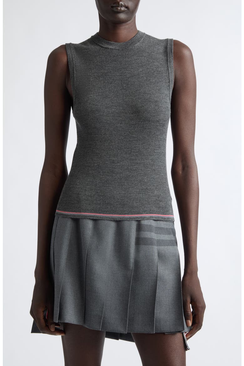 Merino Wool Rib Sweater Vest, Main, color, MEDIUM GREY