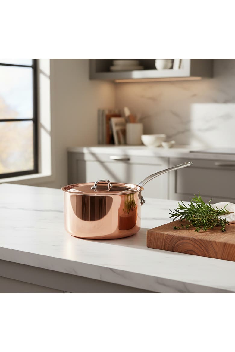 M'3 S 3.4-Qt Copper Sauce Pan With Lid, Cast Stainless Steel Handle, Alternate, color, Copper