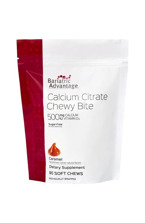 Calcium Citrate Chewy Bites 500 mg Highly Absorbable Vitamin D3 Supplement 90 Count