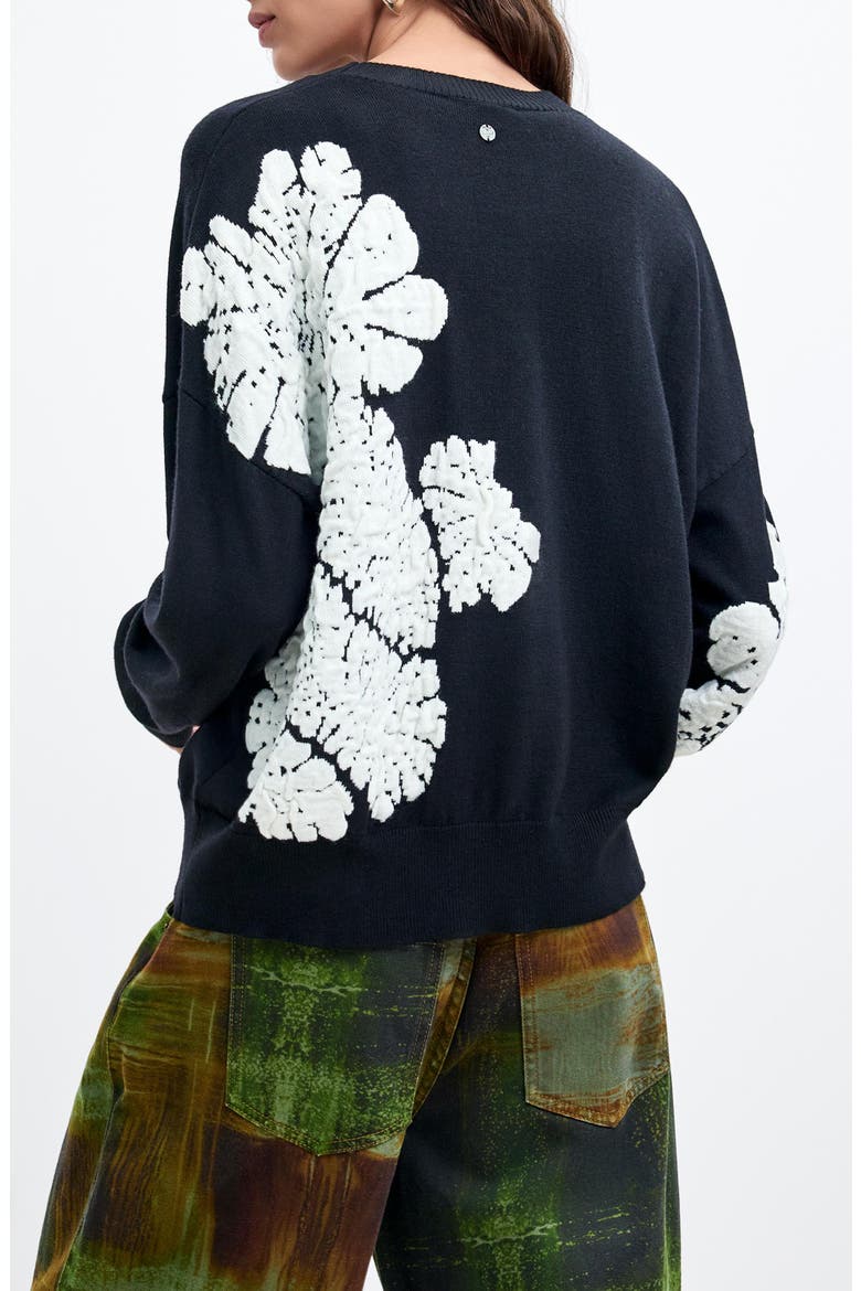 Floral Sweater, Alternate, color, BLACK