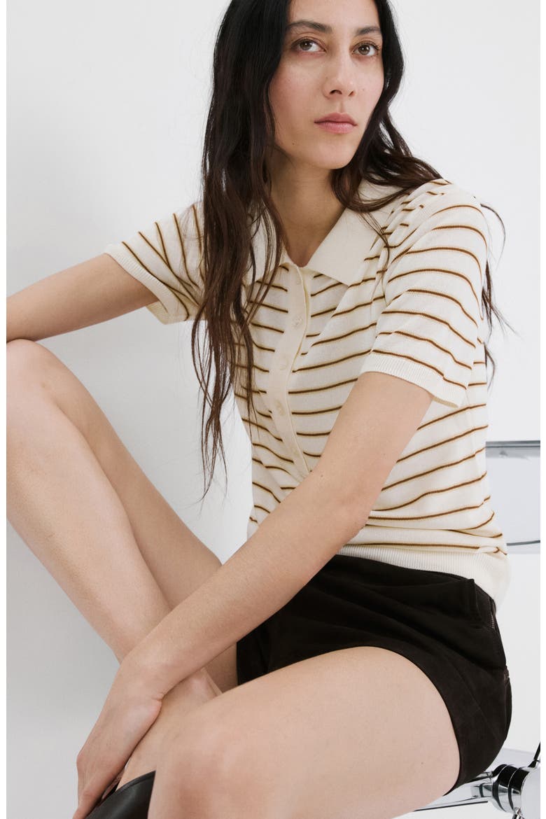 Short Sleeve Jersey Polo Sweater, Alternate, color, ECRU