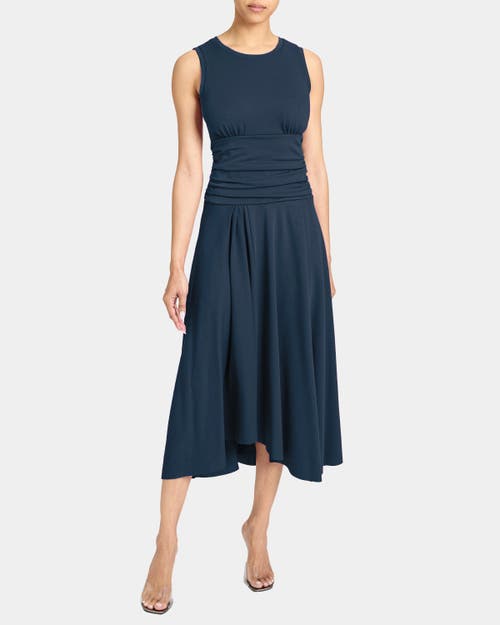 Santorelli Josie Sleeveless Midi Dress In Cotton Blend In Blue
