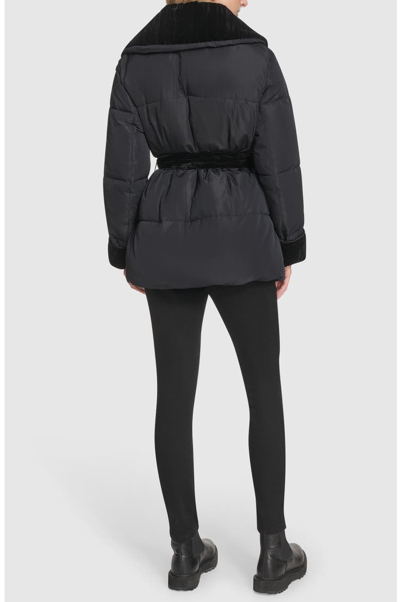 Emerson Velvet Lined Puffer Coat, Alternate, color, BLACK