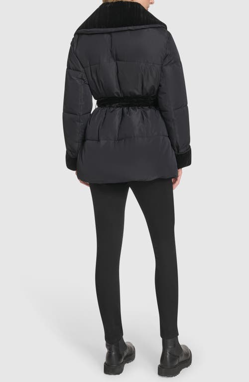 Andrew Marc Emerson Velvet Lined Puffer Coat In Blue