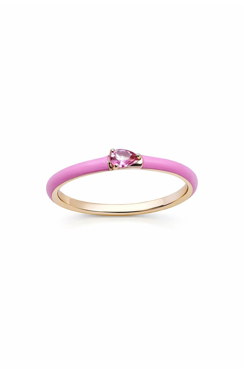 House of Frosted Daisy Pear Cut Pink Topaz Ring, Main, color, Yellow Gold