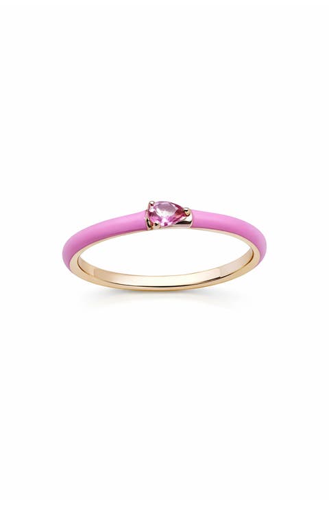Daisy Pear Cut Pink Topaz Ring