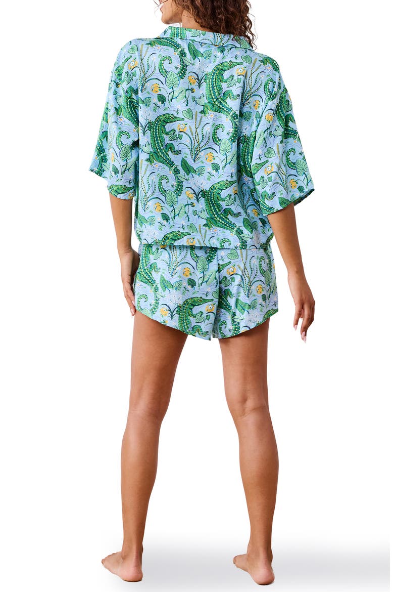 Sweet Dreams Satin Short Pajamas, Alternate, color, BLUE LAGOON