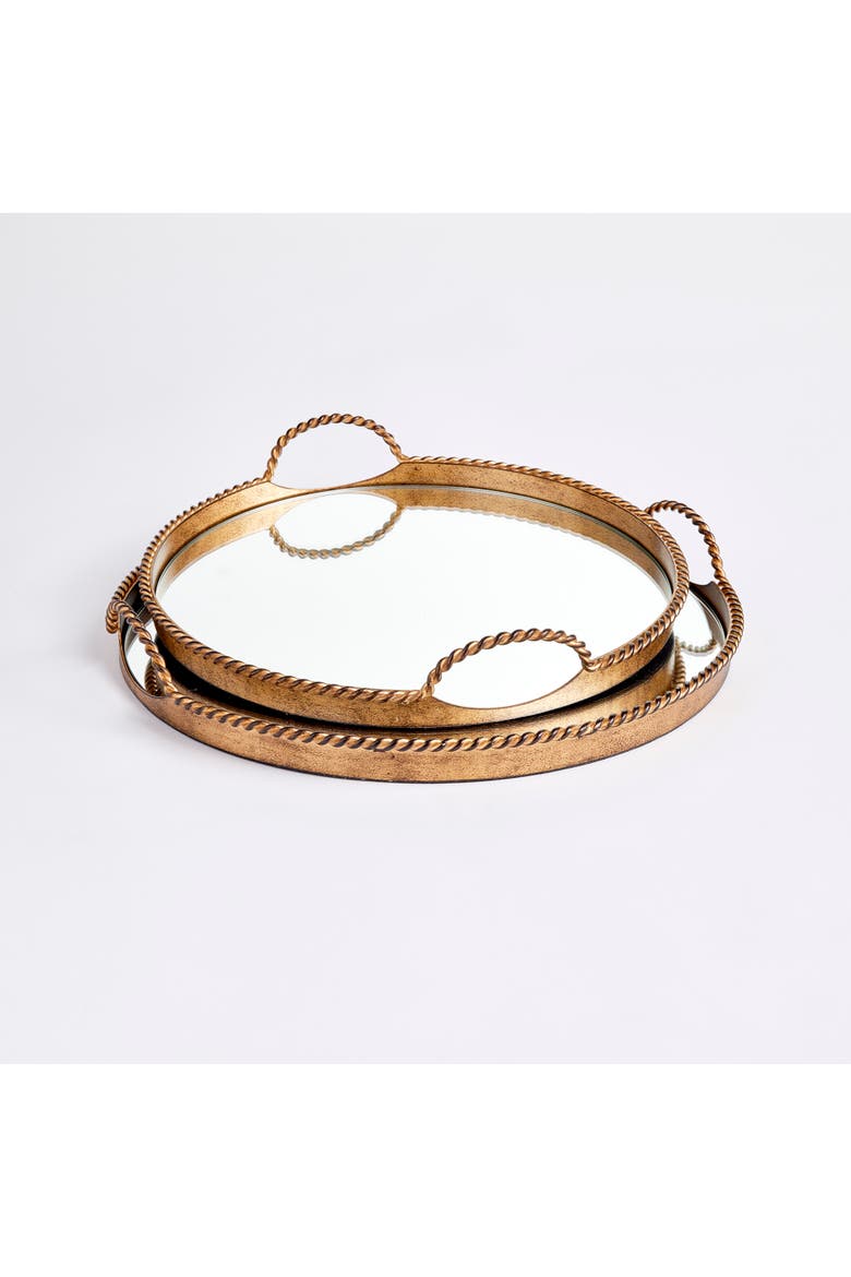 Braiden Decorative Mirrored Trays Set of 2, Alternate, color, Gold