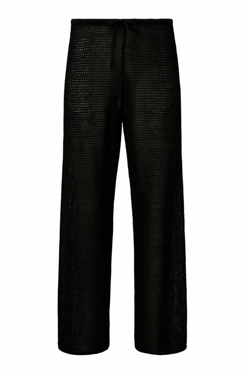 Onia Linen Knit Drawstring Pant, Alternate, color, Black