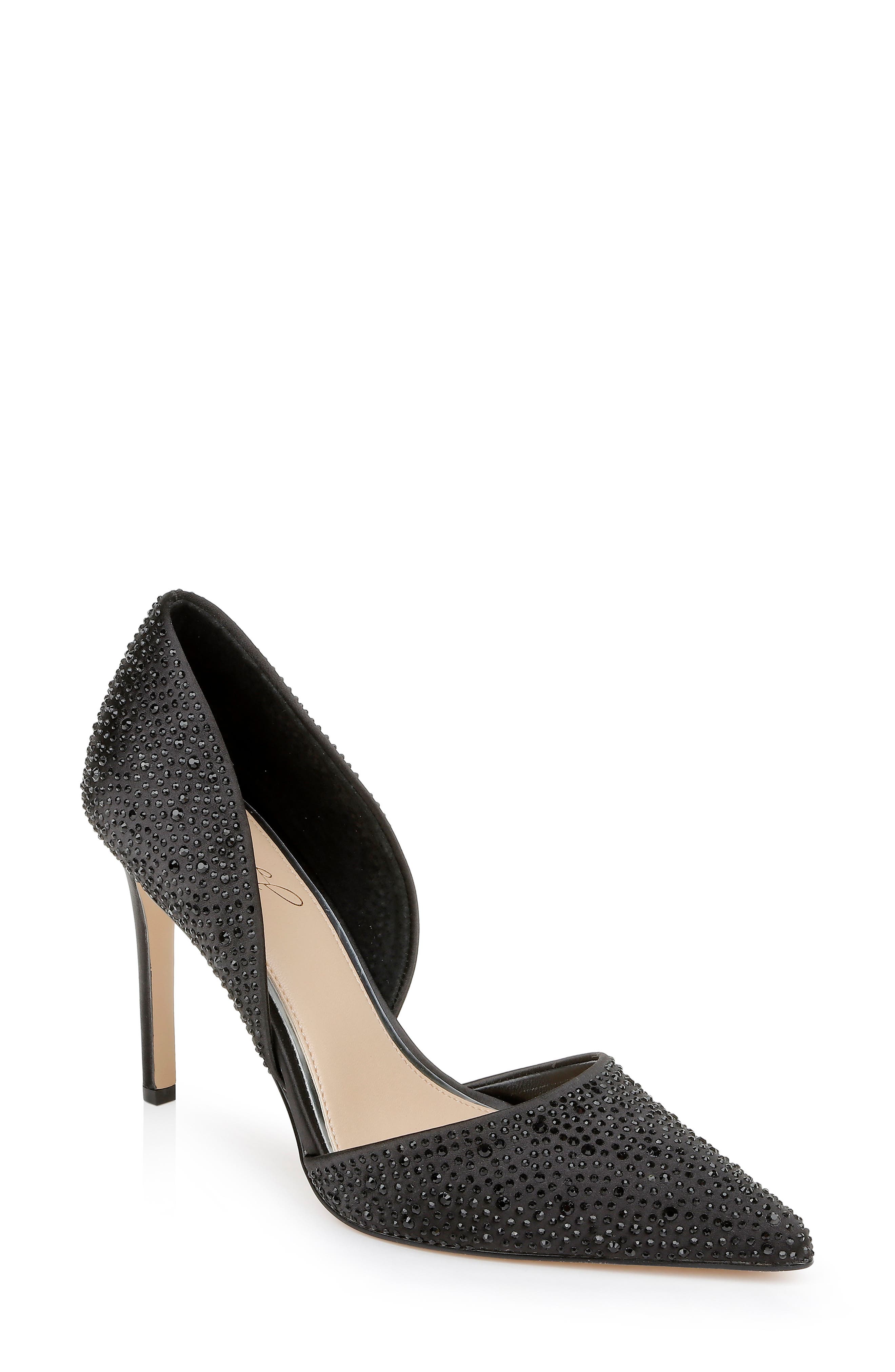Jewel Badgley Mischka Justise Embellished Satin d'Orsay Pump, Main, color, 