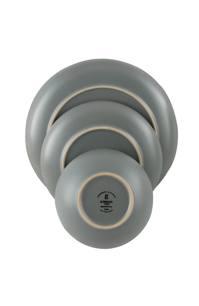 Gibson Home Rockaway 12 Piece Stoneware Dinnerware Set, Alternate, color, Grey