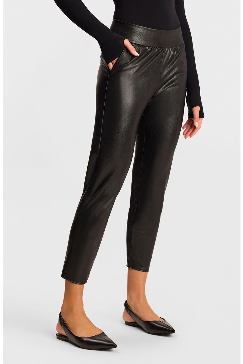 Faux Leather Cigarette Pants, Main, color, BLACK