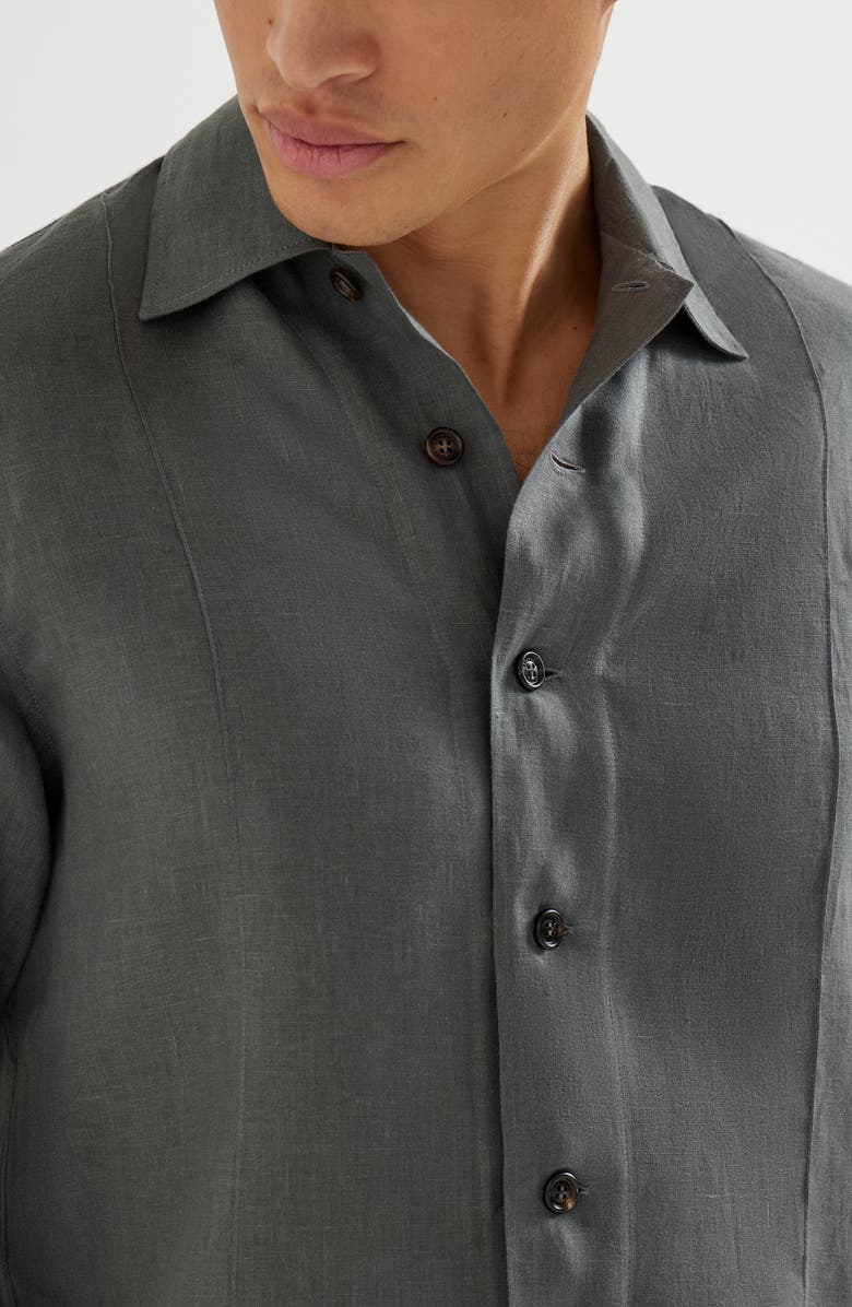 Brunello Cucinelli Linen shirt, Alternate, color, Anthracite