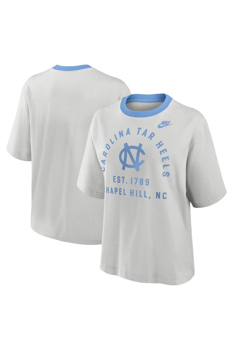 Women's Nike Gray North Carolina Tar Heels Legacy Arch Script Boxy T-Shirt, Alternate, color, Gray