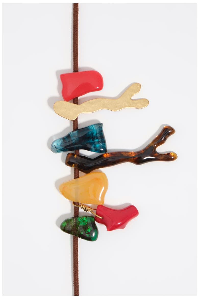 And Amber Resin Stone Necklace, Alternate, color, CORAL