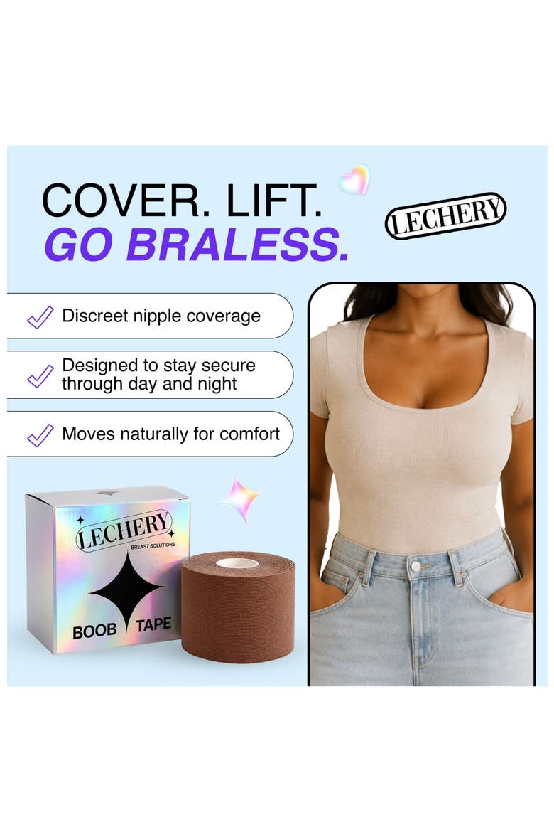 Boob Breast Lift Invisible Sticky Body Tape, Alternate, color, Cocoa