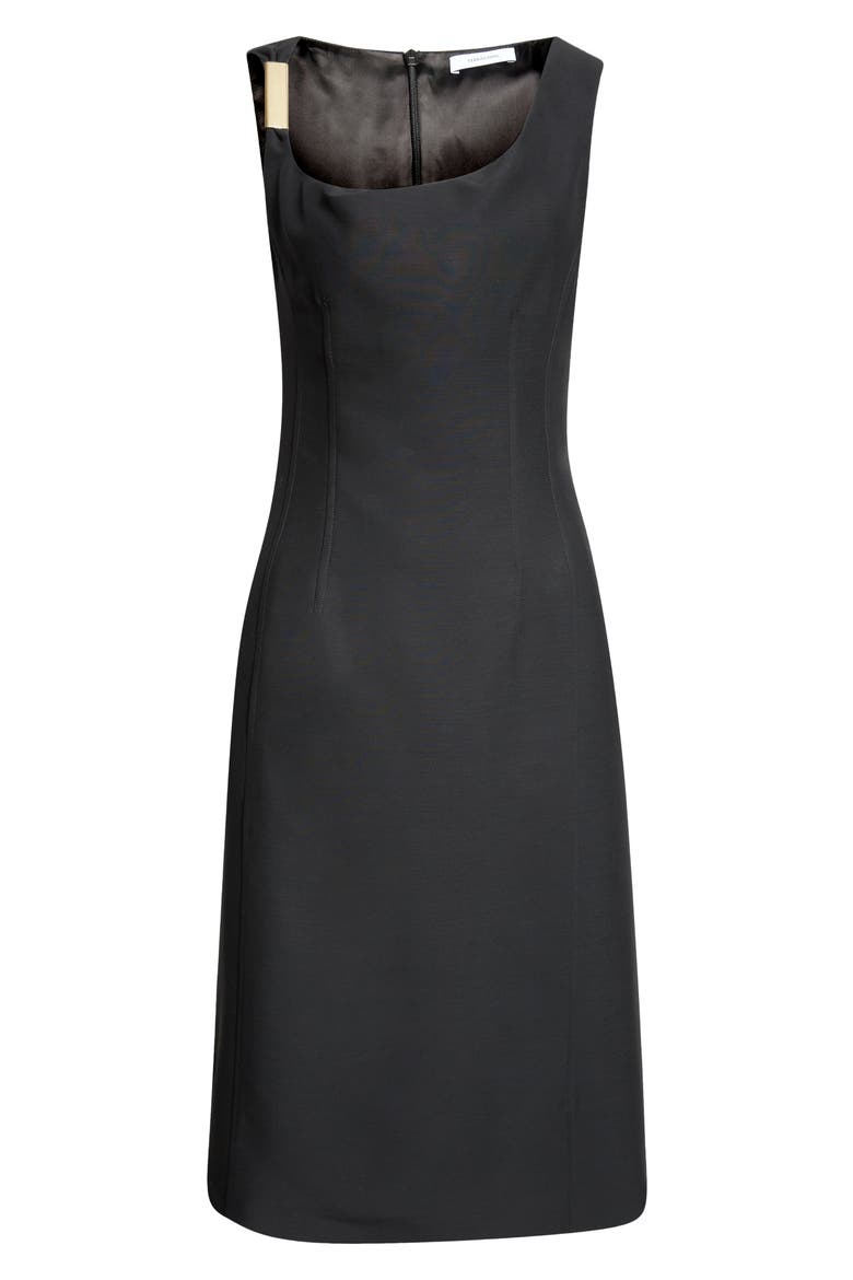 Asymmetric Neck Sleeveless Sheath Dress, Alternate, color, NERO