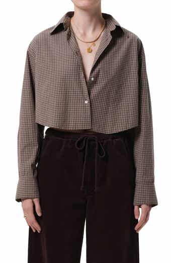 Ana Crop Long Sleeve Button-Up Shirt