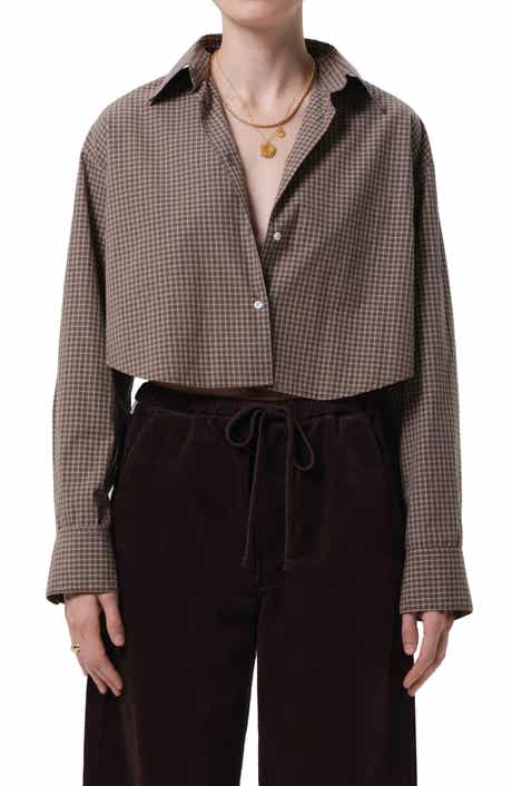 Ana Crop Long Sleeve Button-Up Shirt