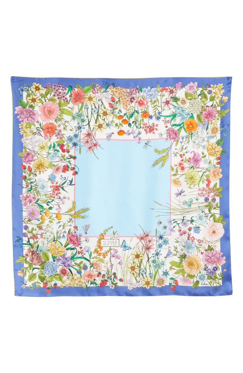 Echo Summer Bounty Series Silk Square Scarf, Alternate, color, Blue Multi