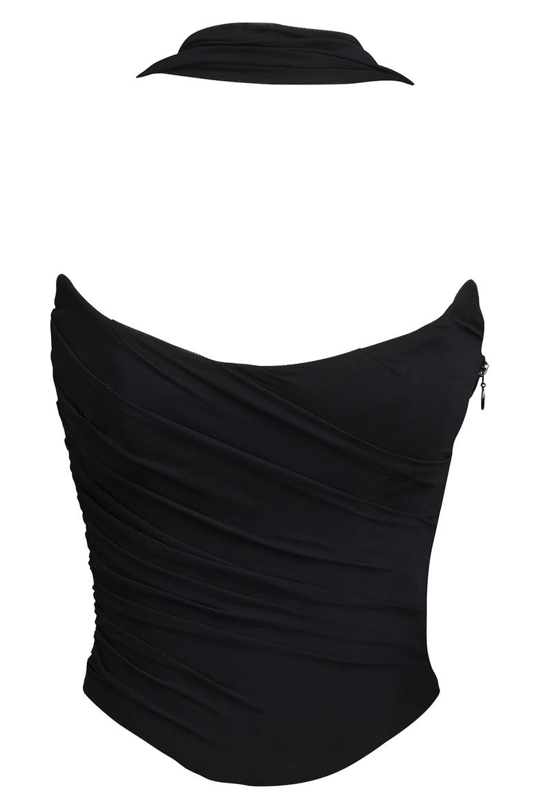 Hallie Strapless Corset Top with Scarf, Alternate, color, BLACK
