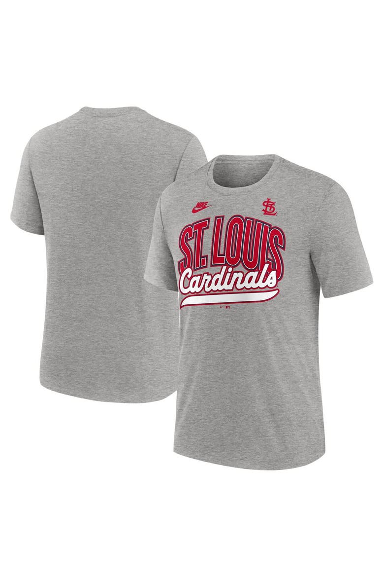 Men's Nike Heather Gray St. Louis Cardinals Cooperstown Collection Retro Tri-Blend T-Shirt, Alternate, color, Heather Gray