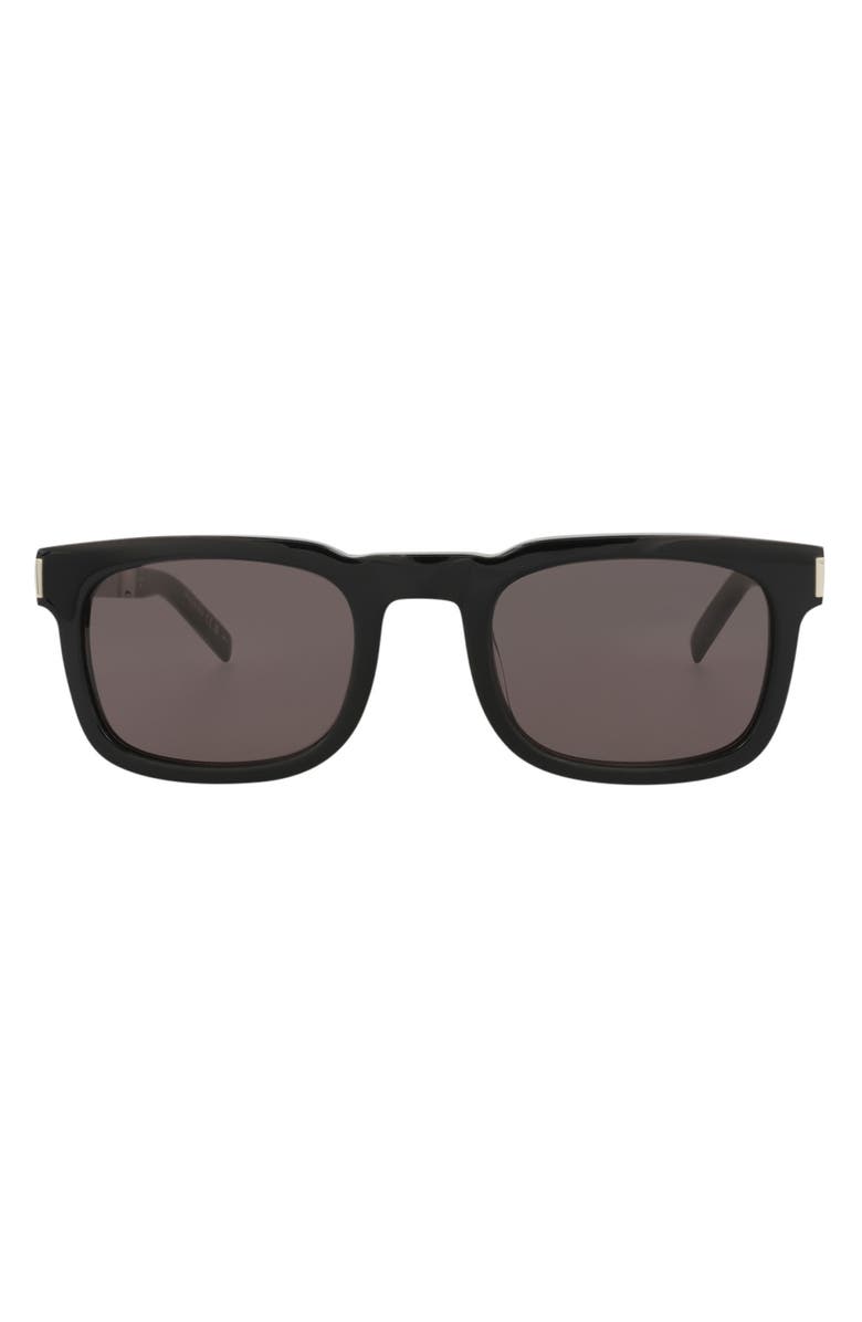 Saint Laurent 51mm Square Sunglasses, Main, color, Black Silver Black