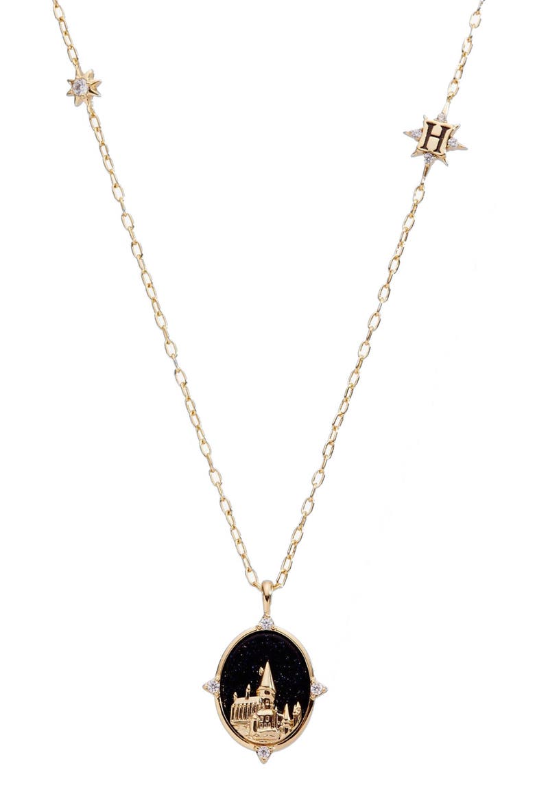 Harry Potter Hogwarts Pendant Necklace, Main, color, Gold