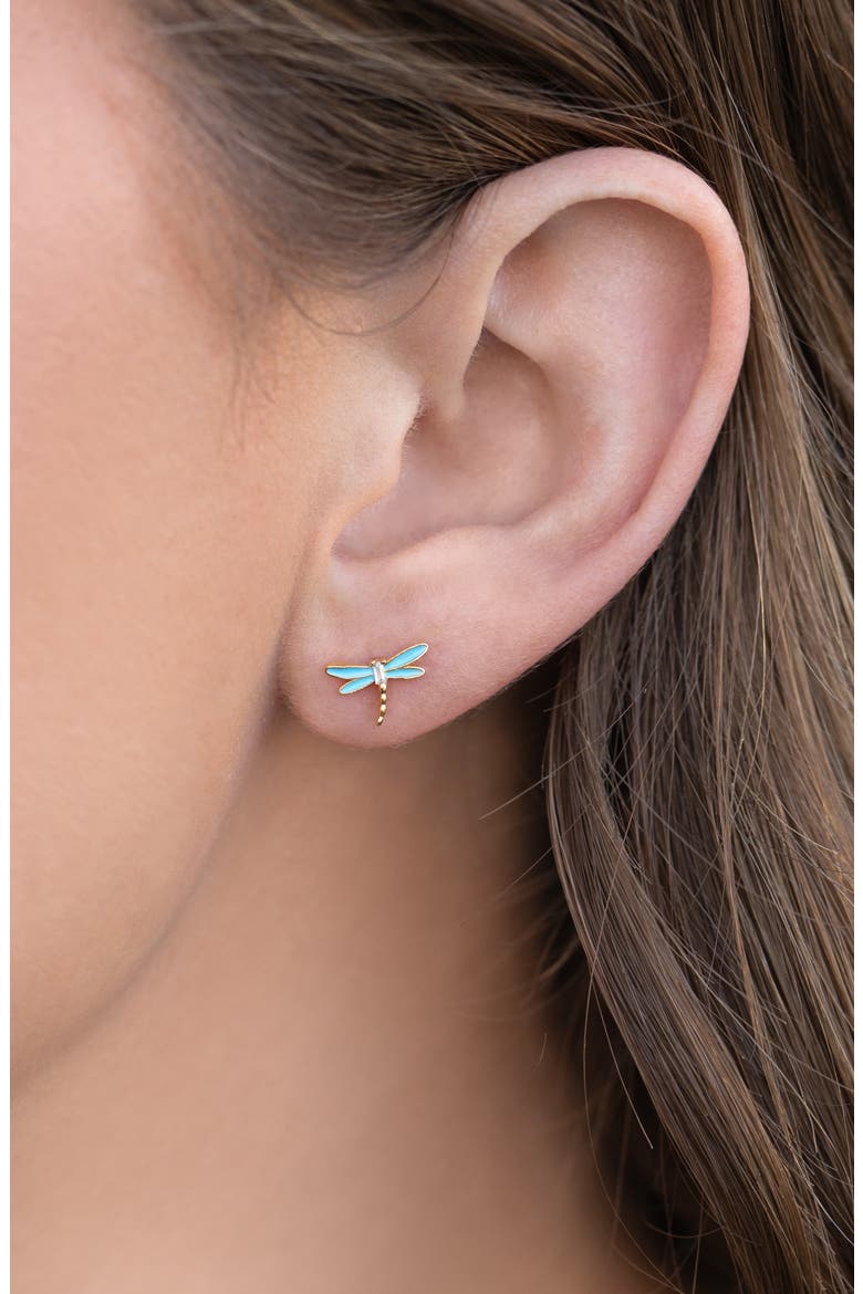Dragonfly Stud Earrings, Alternate, color, GOLD