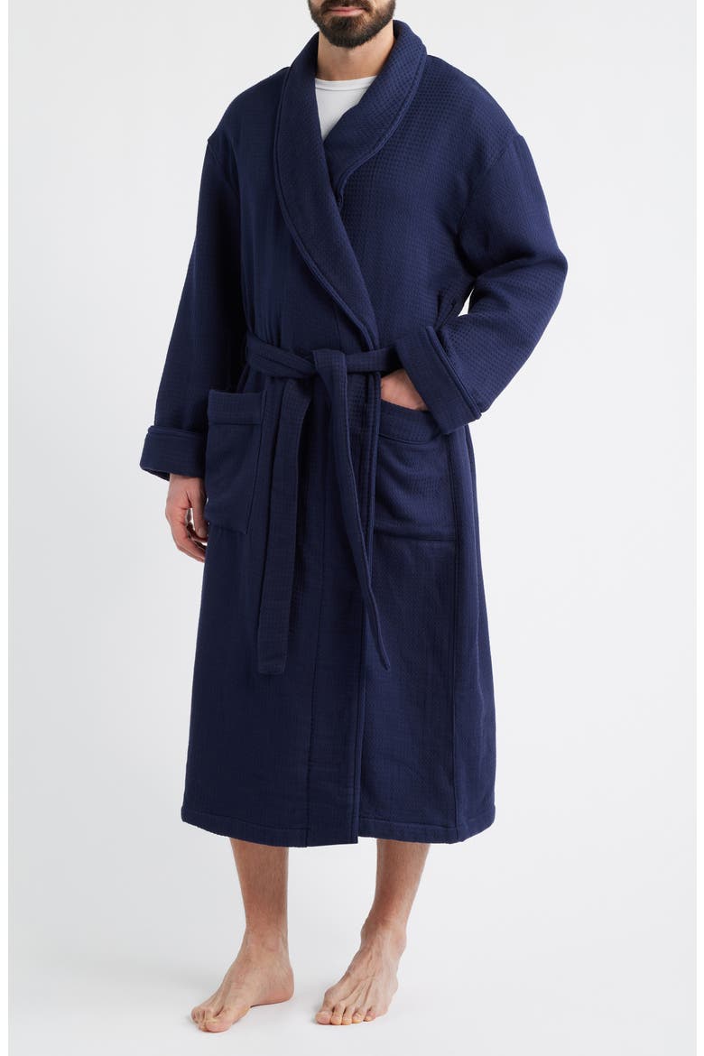 Aberdeen Waffle Knit Robe, Main, color, NAVY